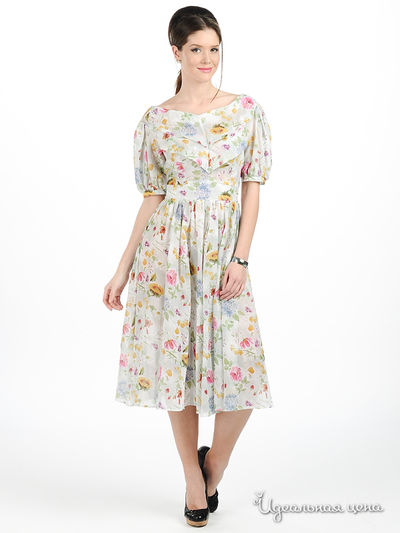 Платье Майская роза, цвет цвет бежевый / принт цветы