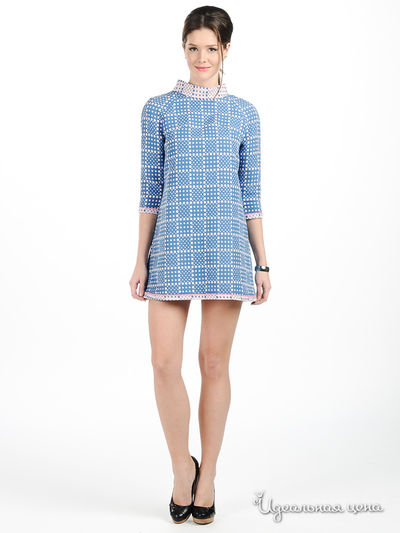 Платье Майская роза, цвет цвет голубой / розовый