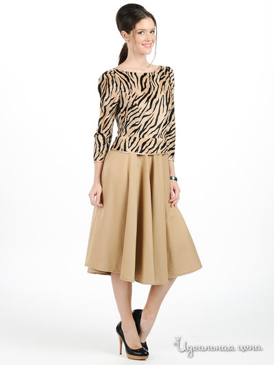 Платье Майская роза, цвет цвет светло-бежевый / принт тигр