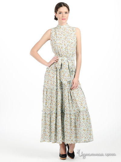 Платье Майская роза, цвет цвет голубой / мультиколор