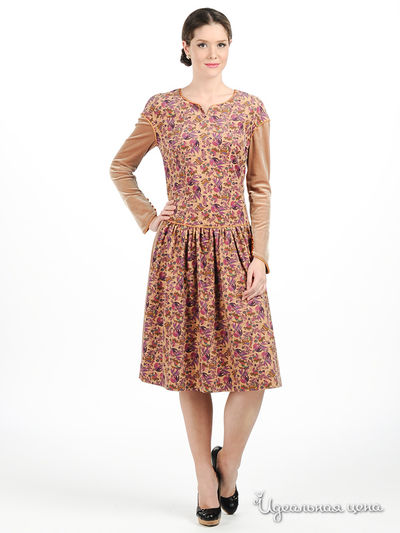 Платье Майская роза, цвет цвет светло-коричневый / мультиколор