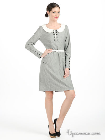 Платье Майская роза, цвет цвет серый / белый