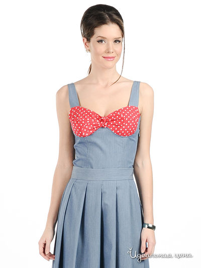 Топ Майская роза, цвет цвет голубой / алый