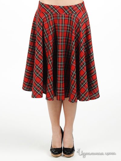 Юбка Майская роза, цвет цвет красный / принт клетка