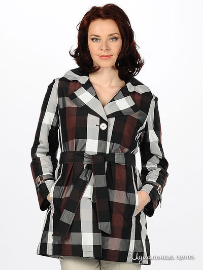 Тренч Steinberg, цвет цвет бордовый / принт клетка