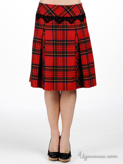Юбка Shipilova, цвет цвет красный / принт клетка