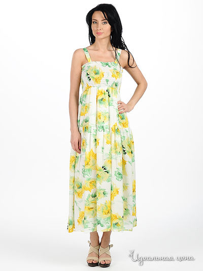 Сарафан Мультибренд, цвет цвет белый / зеленый / желтый