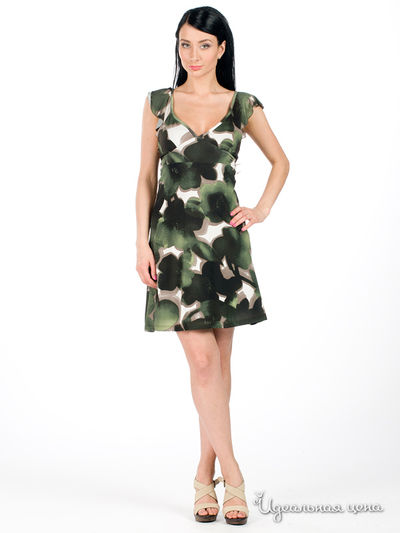 Платье Giorgia&amp;Johns женское, цвет зеленый / белый / серый