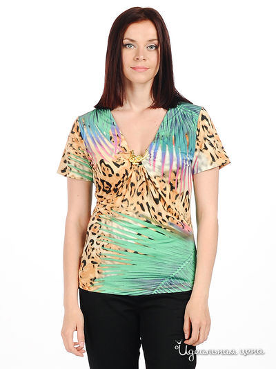 Блуза MadamT, цвет цвет бежевый / зеленый
