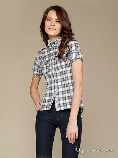 Рубашка Gloss, цвет цвет голубой / белый / принт клетка