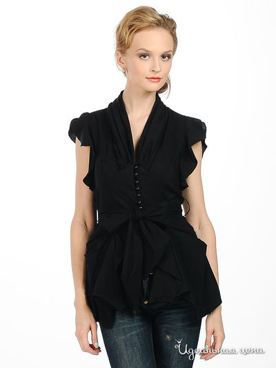 Блузка Double zero, цвет цвет черный