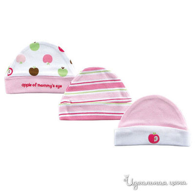 Комплект из 3 шапочек Hudson baby &quot;ЯБЛОКО&quot; для девочки, цвет розовый / мультиколор