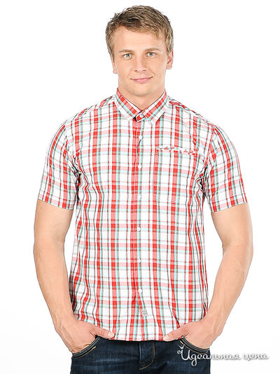 Рубашка Fruit of the Loom, цвет цвет красный / бирюзовый / принт клетка