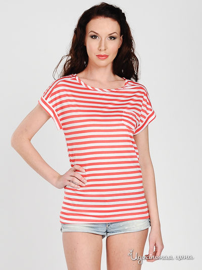 Футболка Basic House, цвет цвет коралловый / белый