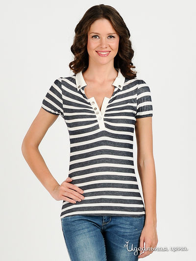 Футболка-поло Мультибренд, цвет цвет белый / темно-синий