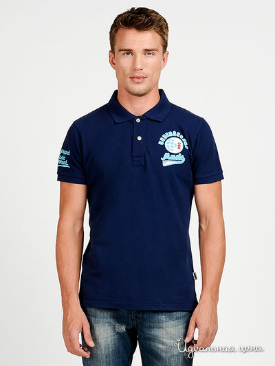 Футболка-поло Мультибренд, цвет цвет темно-синий