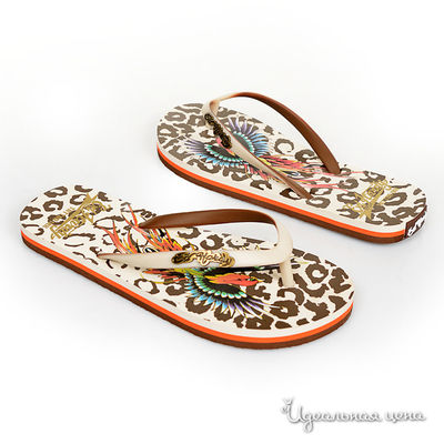 Сланцы Ed Hardy, цвет цвет белый / коричневый