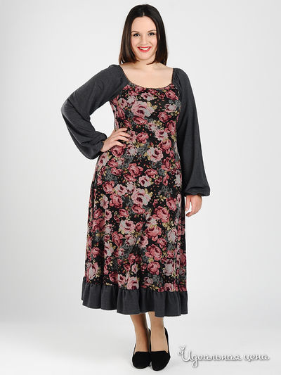 Платье Наталья Новикова, цвет цвет серый / принт цветы