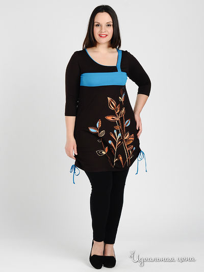 Туника Наталья Новикова, цвет цвет коричневый / бирюзовый