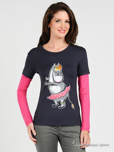 Футболка Наталья Новикова, цвет цвет серый / розовый