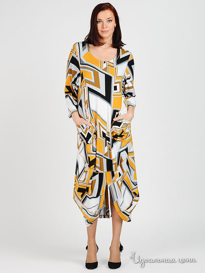 Платье MadamT, цвет цвет горчичный / серый / белый