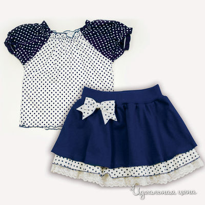 Комплект Апрель, цвет цвет синий / принт белый горох