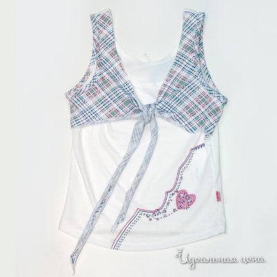 Топ Апрель, цвет принт клетка / белый