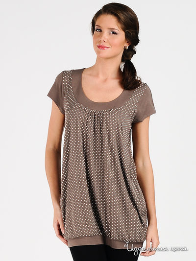 Блуза Valeria Lux, цвет цвет коричневый / принт горох