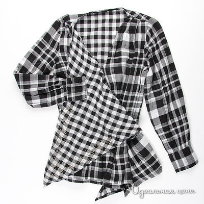 Блуза Sisley, цвет цвет чёрный / серый / белый