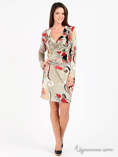 Платье Rinascimento, цвет цвет бежевый / серый / бордовый