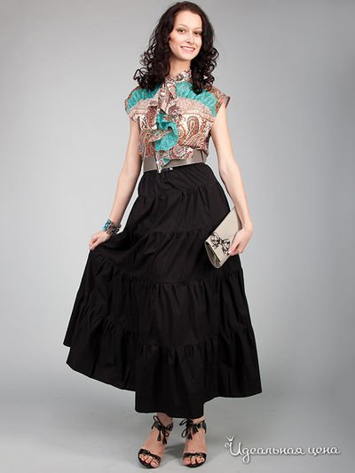 Блуза May Be, цвет цвет светло-коричневый / бирюзовый