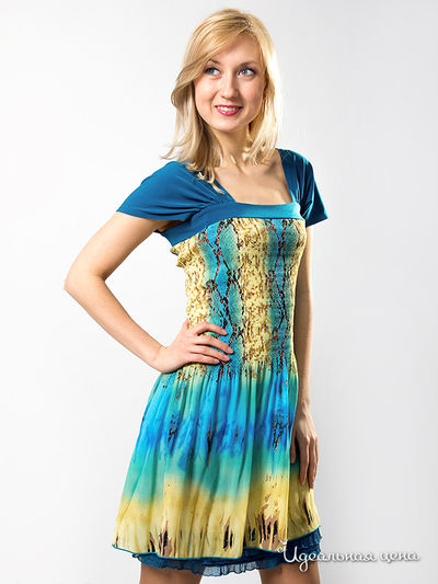 Платье Wisell, цвет цвет бирюзовый / желтый