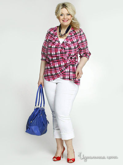 Блуза Зар-Стиль, цвет цвет розовый / принт клетка