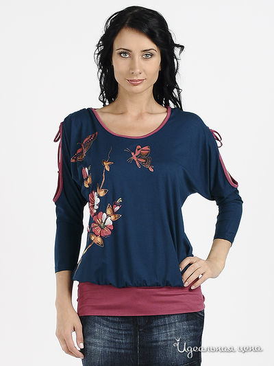 Блуза Наталья Новикова, цвет цвет изумрудный / розовый