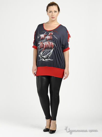 Блуза Наталья Новикова, цвет цвет темно-серый / красный