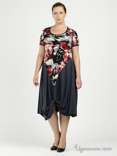 Платье Наталья Новикова, цвет цвет темно-серый / принт цветы