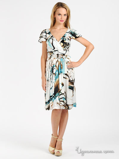 Платье Pole & Pole, цвет цвет белый / черный / бирюзовый