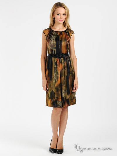 Платье Pole & Pole, цвет цвет коричневый / салатовый / черный