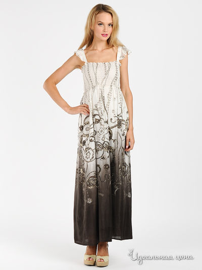 Сарафан Мультибренд, цвет цвет белый / серо-коричневый