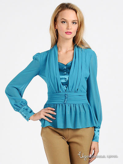 Блуза Мультибренд, цвет цвет бирюзовый