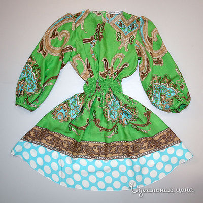 Платье Oncle Tom для девочки, цвет зеленый / коричневый / бирюзовый