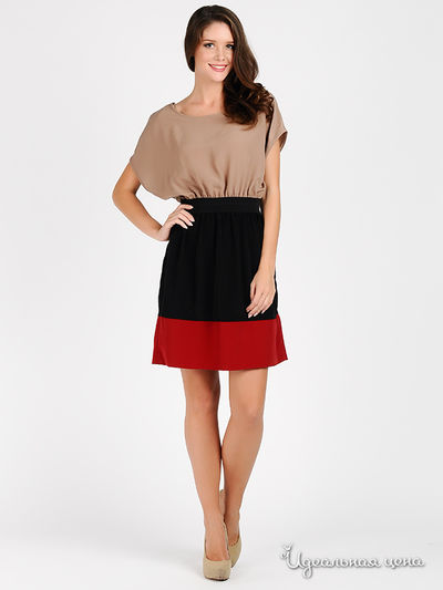 Платье Mix Turkey, цвет цвет бежевый / черный / красный