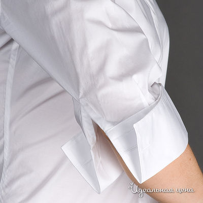 Рубашка удлинненная с отворотом рукава, белая