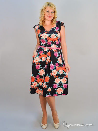 Платье Forus, цвет цвет черный / принт цветы