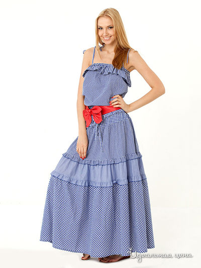 Платье с ремнем ODRI, цвет цвет синий / принт клетка