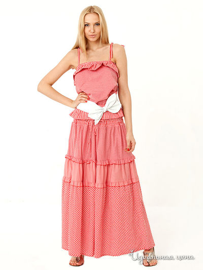 Платье с ремнем ODRI, цвет цвет красный / принт клетка