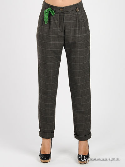 Брюки Pois, цвет цвет серо-коричневый / принт клетка