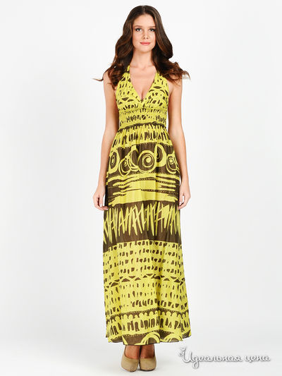 Платье MadamT, цвет цвет лимонный / коричневый