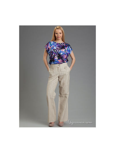 Брюки MadamT, цвет цвет бежевый / принт полоска