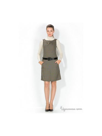 Платье Remix, цвет цвет бежевый / принт клетка